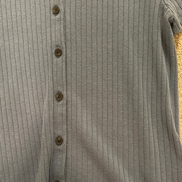 Madewell Blue Ribbed Button-Up Shirt MEDIUM - Picture 3 of 3